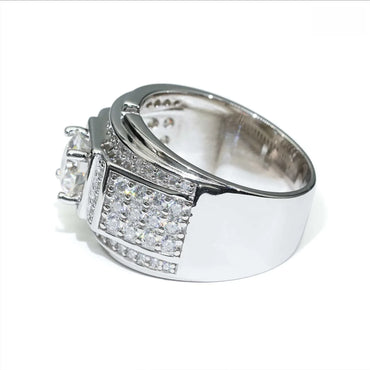 1.5ct Moissanite Men’s Ring | S925 Silver Full Iced Out Hip Hop Rapper Jewelry - CaratixJewelry