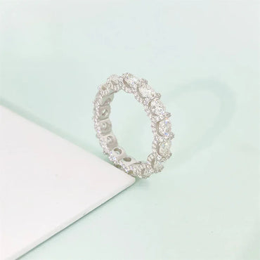 4mm Moissanite Iced Out Ring | S925 Silver Unisex Hip Hop Fashion Jewelry - CaratixJewelry