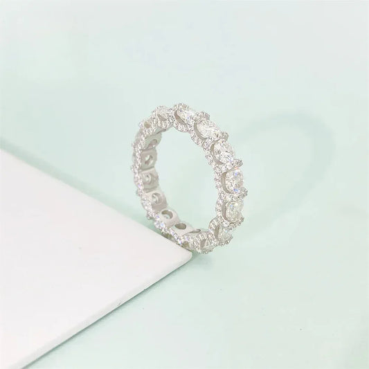 4mm Moissanite Iced Out Ring | S925 Silver Unisex Hip Hop Fashion Jewelry - CaratixJewelry