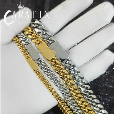 CARÁTIX – NUOYA Custom Logo Miami Cuban Link Chain Necklace | Hip Hop Jewelry for Men & Women, Street Style Cuban Link