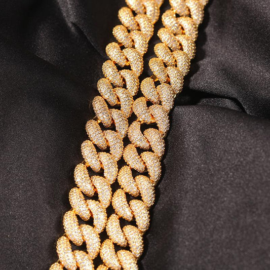 CARÁTIX – 14mm Hip Hop Solid Round Link Chain Necklace | Iced Out CZ Bling Jewelry for Men & Women, Rapper Street Fashion