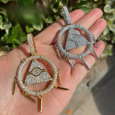 Iced Out Millennium Ring Pendant | Men's Anime Artifact Necklace YGO Cosplay Bling | Caratix - CaratixJewelry