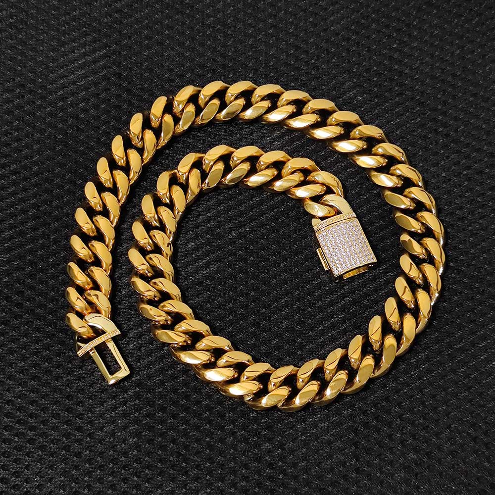 CARÁTIX 18mm Cuban Link Choker Necklace – Custom CZ Clasp Iced Out Hip Hop Miami Chain Jewelry for Men | Thick Bling Gift