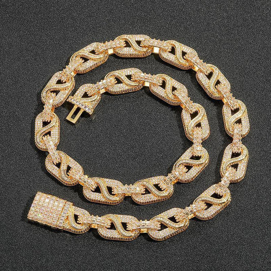 CARÁTIX Pig Nose Coffee Bean Link Chain | 5A+ CZ Iced Out Hip Hop Necklace for Men - CaratixJewelry