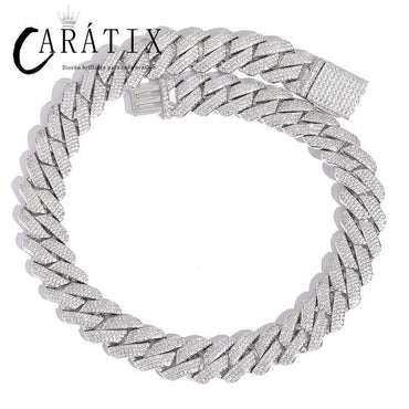 CARÁTIX 20mm Iced Out Cuban Link Chain Necklace – 3 Row CZ Heavy Rhombus Hip Hop Bling Jewelry for Men | Rapper Gift - CaratixJewelry