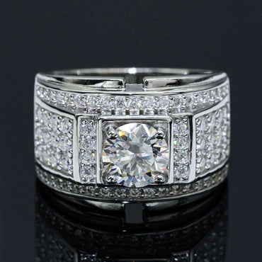 1.5ct Moissanite Men’s Ring | S925 Silver Full Iced Out Hip Hop Rapper Jewelry - CaratixJewelry