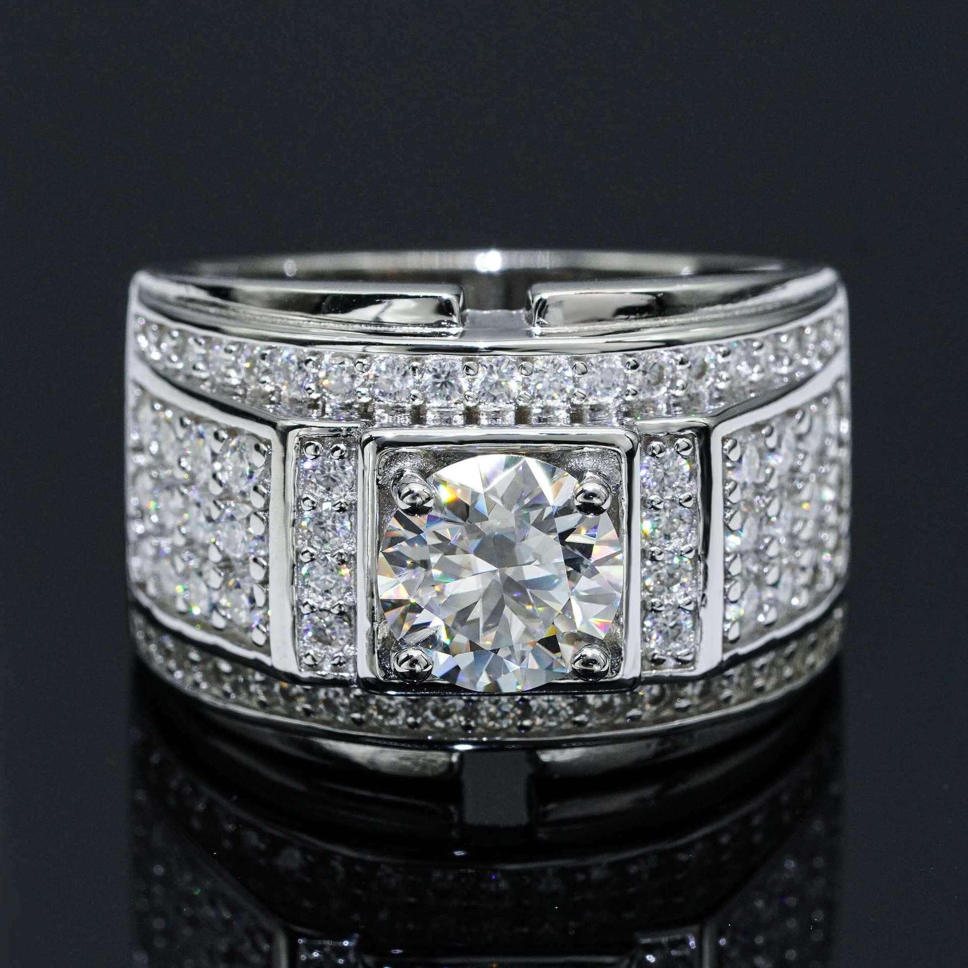 1.5ct Moissanite Men’s Ring | S925 Silver Full Iced Out Hip Hop Rapper Jewelry - CaratixJewelry