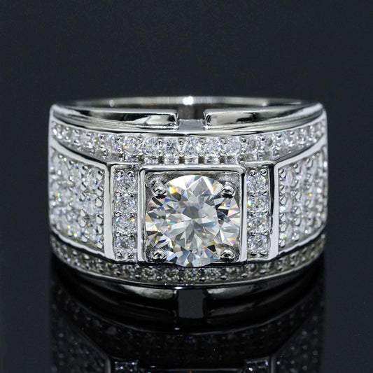 1.5ct Moissanite Men’s Ring | S925 Silver Full Iced Out Hip Hop Rapper Jewelry - CaratixJewelry