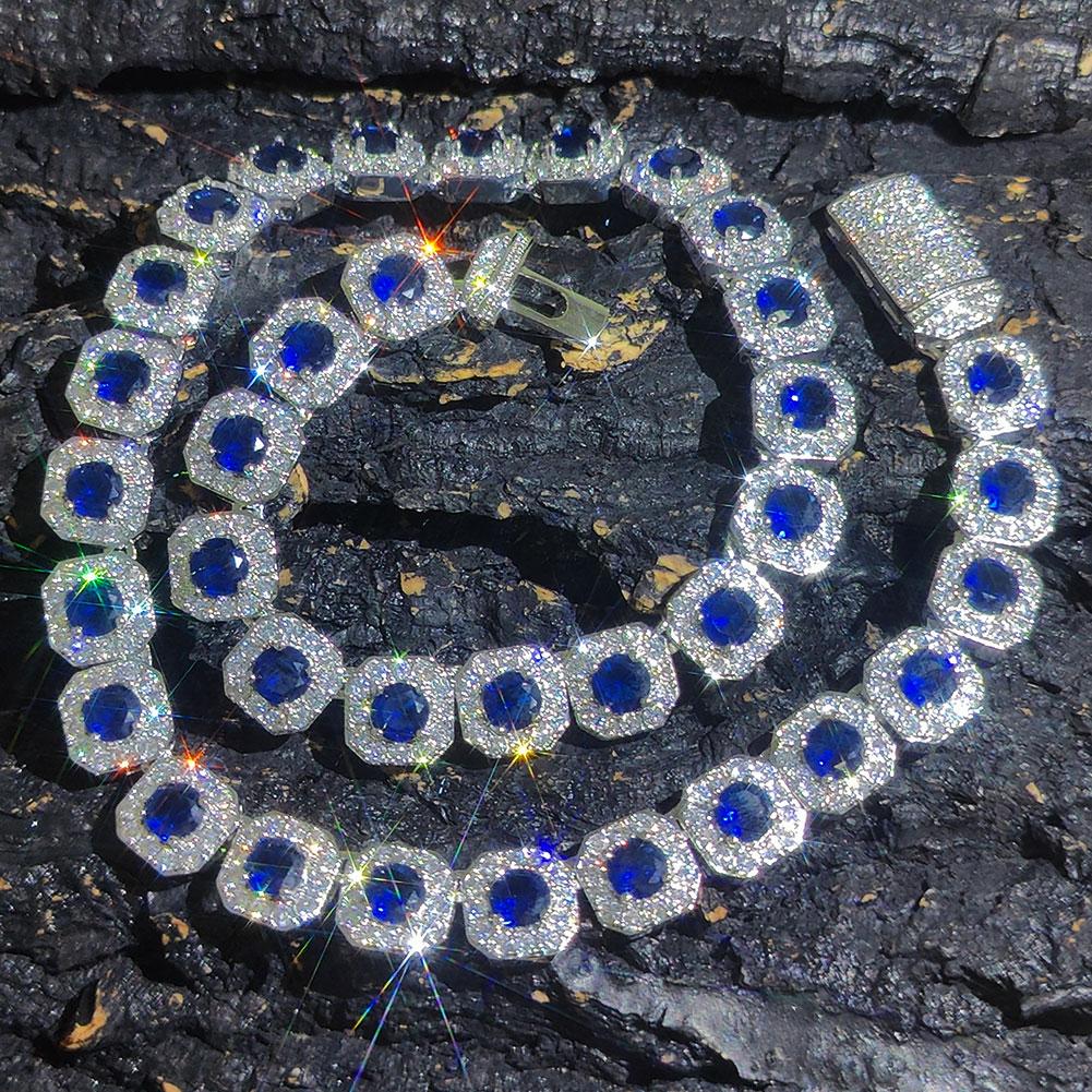 CARÁTIX - New Brass Colorful 12mm Cubic Zirconia Choker Cuban Link Necklace Men Clustered Tennis Chain Valentine's Day Gift for Men & Girls & Boys Mothers' Day Gift #Springtok