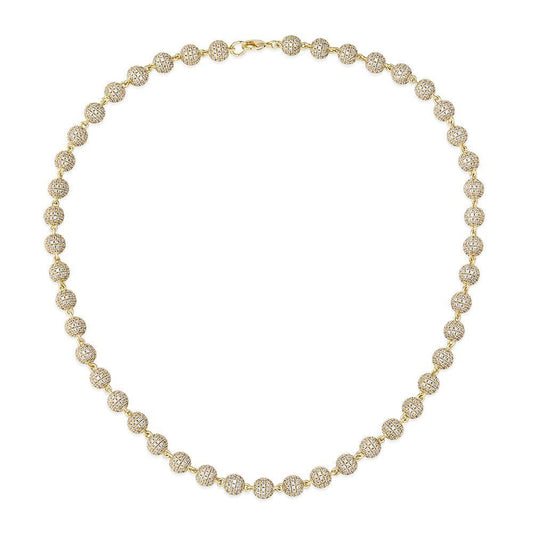 CARÁTIX 8mm Iced Out Beads Link Chain Necklace – CZ Hip Hop Bling Choker Jewelry for Men & Women | Rapper Gift