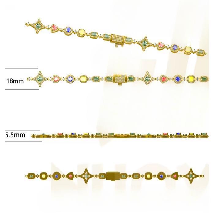 CARÁTIX - Women Rainbow Necklace Circle rectangle triangle Green/Blue/Red/yellow Color Gemstone Link ChainValentine's Day Gift for Men & Girls & Boys Mothers' Day Gift #Springtok