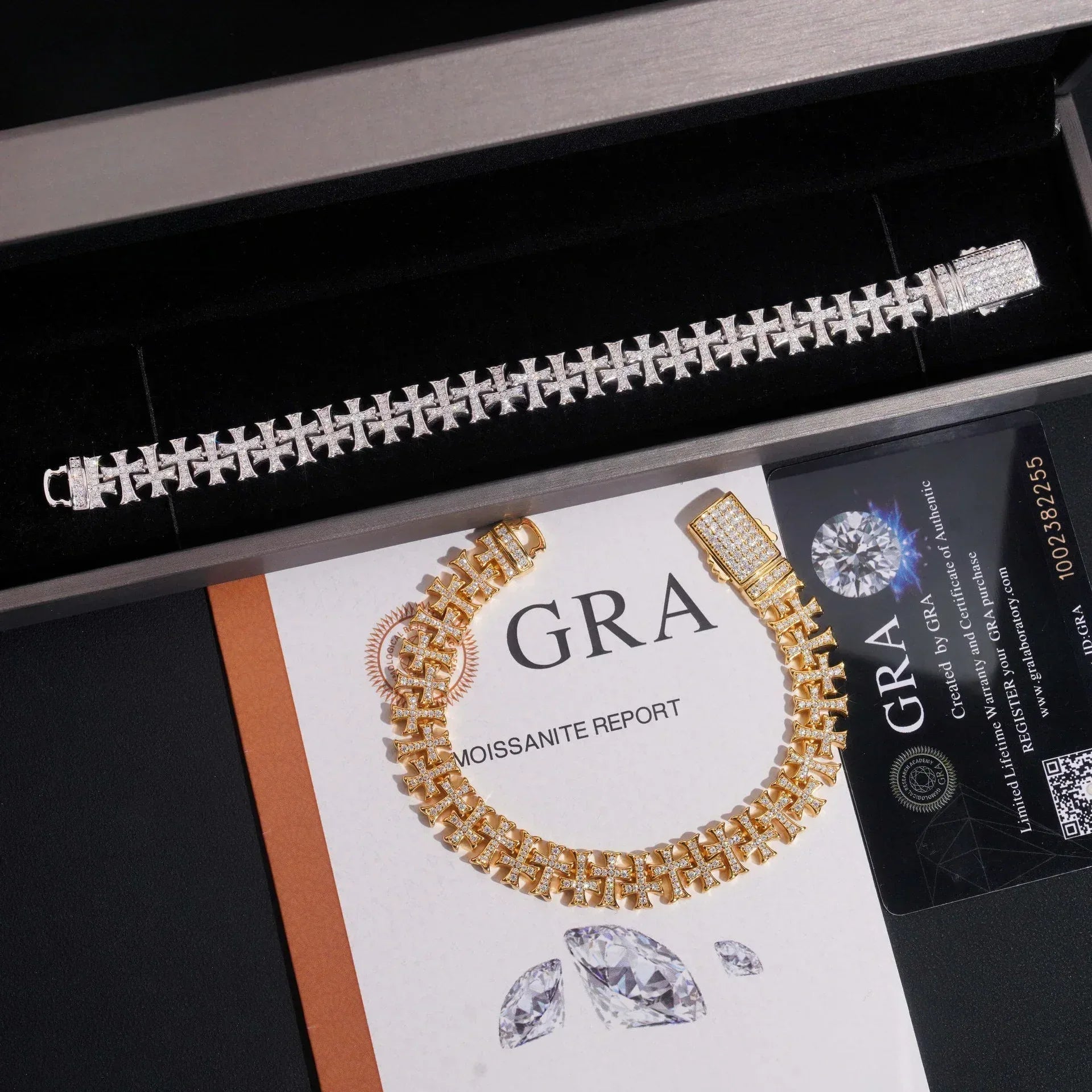 10mm Moissanite Cross Cuban Link Bracelet – S925 Sterling Silver Iced-Out Hip Hop Men’s Streetwear Jewelry - CaratixJewelry