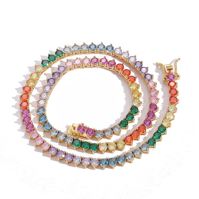 CARÁTIX Multicolor 5mm Tennis Chain | CZ Iced Out Hip Hop Choker Necklace for Men & Women