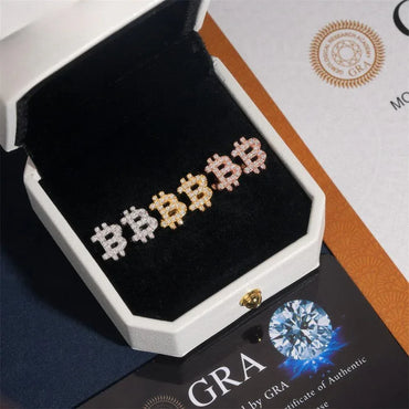 S925 Silver Coin Style Moissanite Hip Hop Hoop Earrings - CaratixJewelry