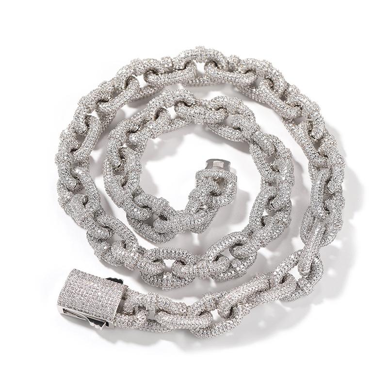 CARÁTIX 14mm O Shape Link Chain Necklace – 5A+ CZ Iced Out Hip Hop Bling Jewelry for Men | Solid Rapper Gift