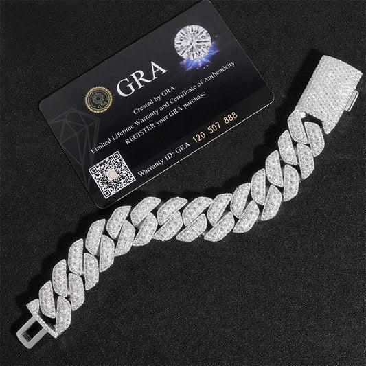 18mm Triple-Row Full-Iced Moissanite Cuban Chain in S925 Sterling Silver - CaratixJewelry