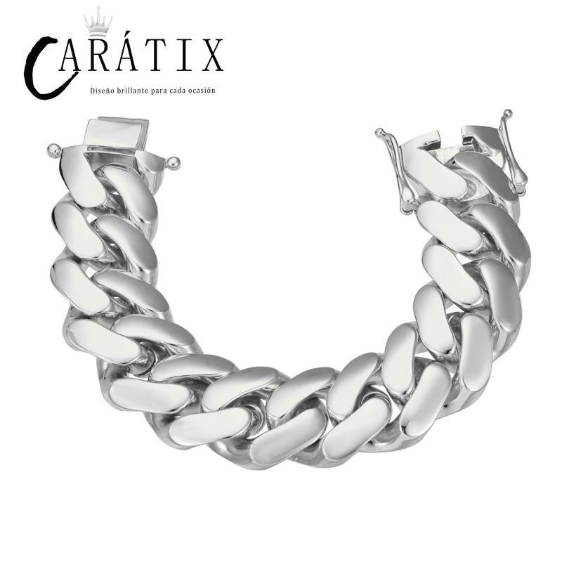 CARÁTIX – 25mm Rhombus Cuban Link Chain Necklace | Hip Hop Iced Out Jewelry for Men & Women