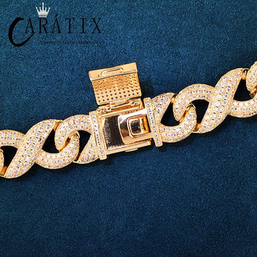 CARÁTIX – 15mm Hip Hop Infinity Round Cuban Link Chain Necklace | Iced Out CZ Bling Jewelry for Men & Women, Rapper Street Style