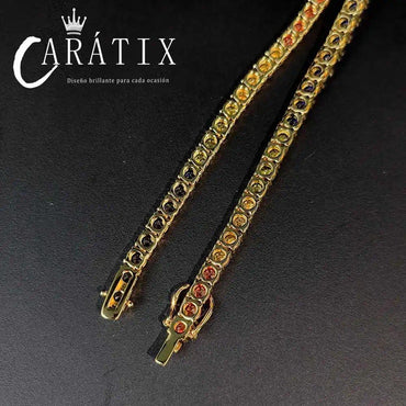 CARÁTIX - 5MM Women 18/K Multi-Color Gemstone Rainbow Tennis Chain High End Luxury Goods man Necklace Valentine's Day Gift for Men & Girls & Boys Mothers' Day Gift #Springtok