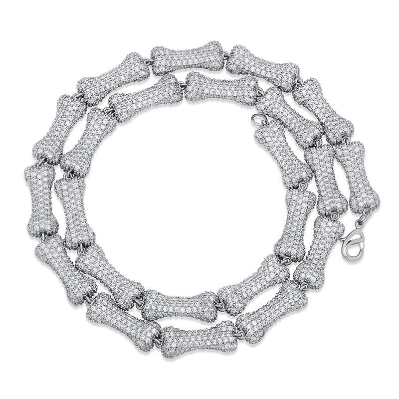 CARÁTIX Bone Link Chain | Full AAA CZ Iced Out Hip Hop Necklace for Men & Women