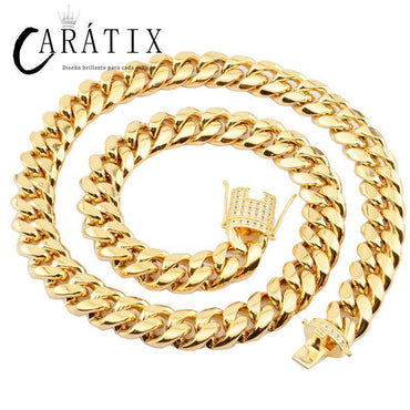 CARÁTIX Cuban Miami Chain | 6–18mm Stainless Steel CZ Hip Hop Necklace for Men - CaratixJewelry