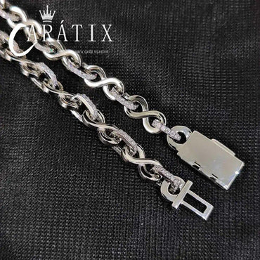 CARÁTIX – 6mm Infinity 8-Character Cuban Link Necklace | Paved Crystal Bling Jewelry for Men & Women