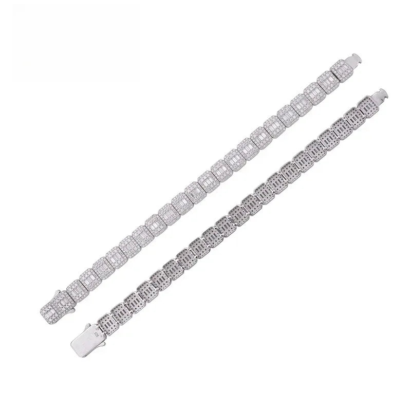 9mm Square Moissanite Bracelet | S925 Silver Men’s Hip Hop Jewelry - CaratixJewelry
