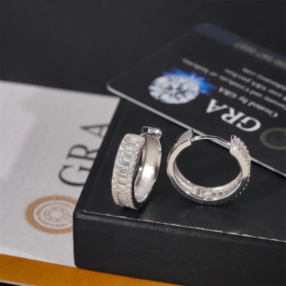 S925 Silver Synthetic Moissanite Inspired Hoop Earrings - CaratixJewelry