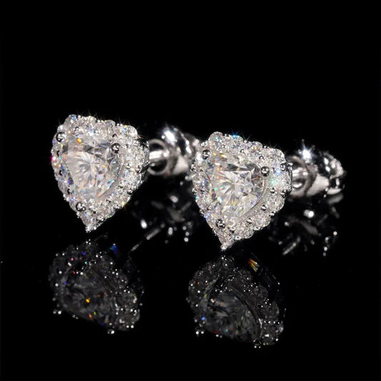 S925 Silver Heart Shape 0.50ct Styl Moissanite Stud Earrings - CaratixJewelry