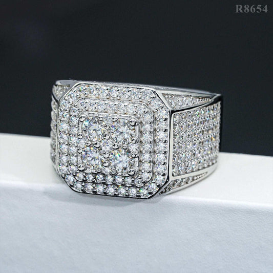 Men’s Moissanite Hip Hop Ring | S925 Silver Iced Out Rapper Fashion Jewelry - CaratixJewelry