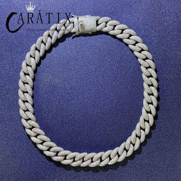 CARÁTIX 15mm Iced Out Cuban Link Chain Necklace – AAA CZ Round Curb Hip Hop Bling Jewelry for Men | Rapper Choker Gift