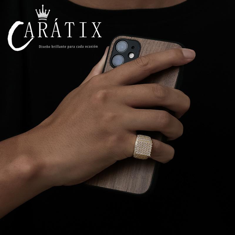 CARÁTIX Micro-Inlaid Zircon Ring | Real Electroplated High Quality Hip Hop Jewelry for Men