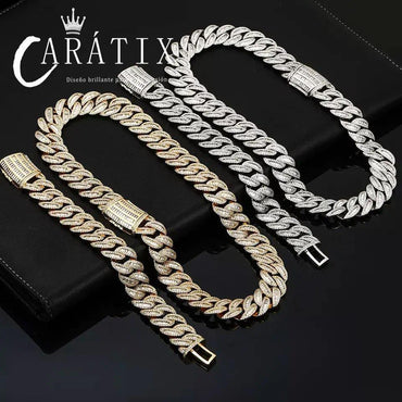 CARÁTIX – 20mm Rectangle Miami Cuban Link Chain | Solid CZ Iced Out Choker Necklace for Men & Women