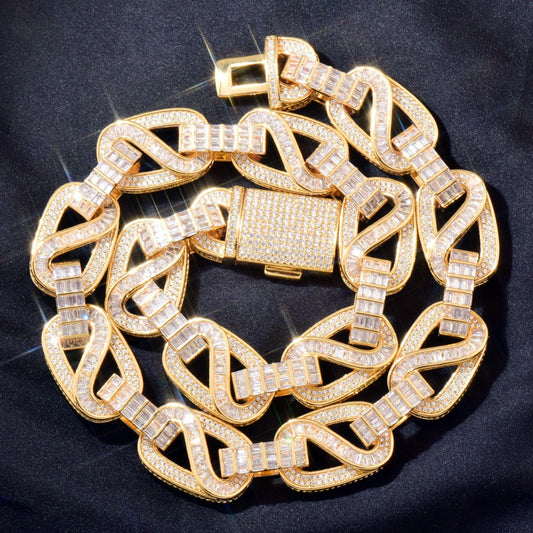 CARÁTIX 18mm / 20mm T Square Cuban Link Chain Necklace – Iced Out Hip Hop Jewelry for Men | Trendy Rapper Bracelet Style