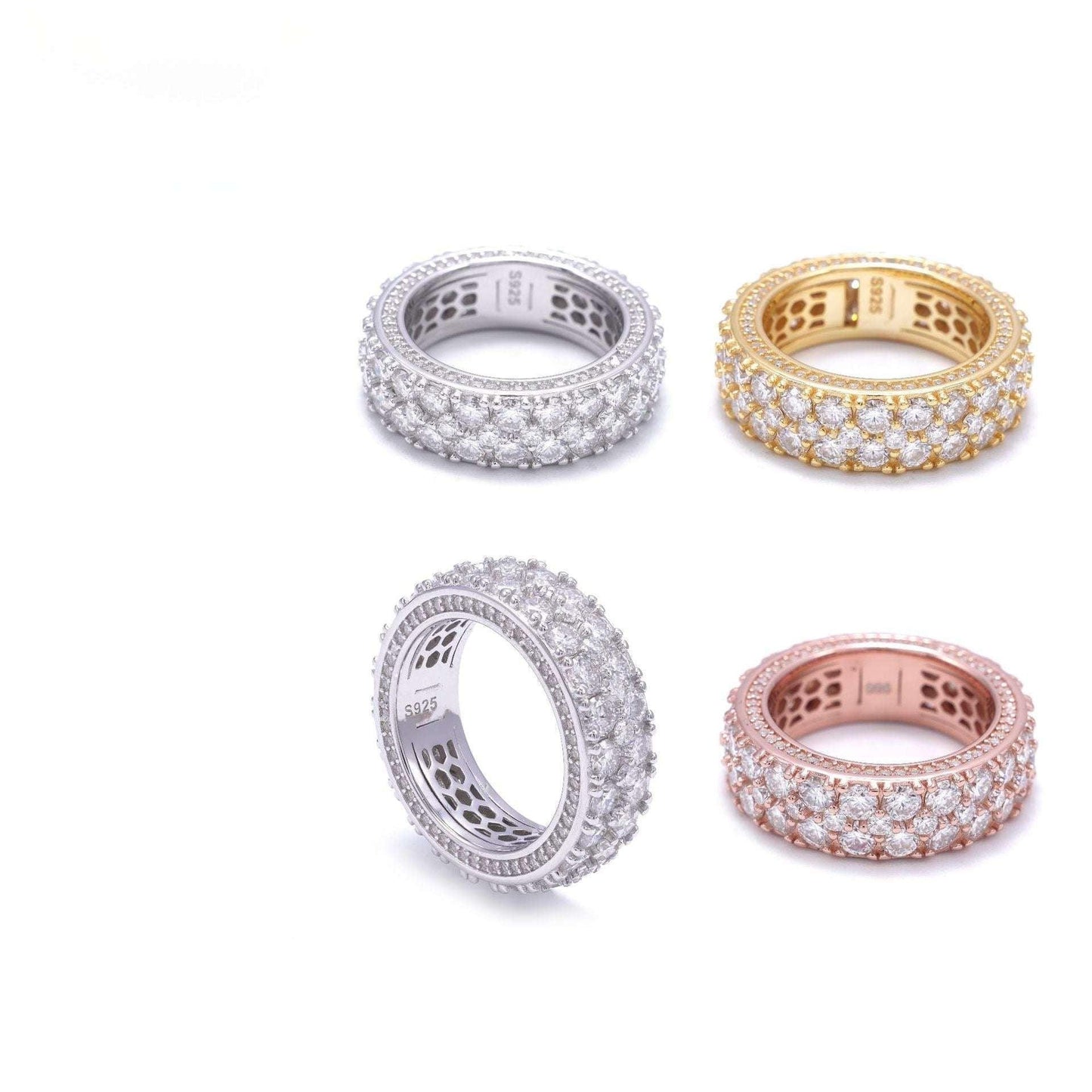 D-Color VVS Moissanite Band Ring | S925 Silver Unisex Iced Out Fashion Jewelry - CaratixJewelry