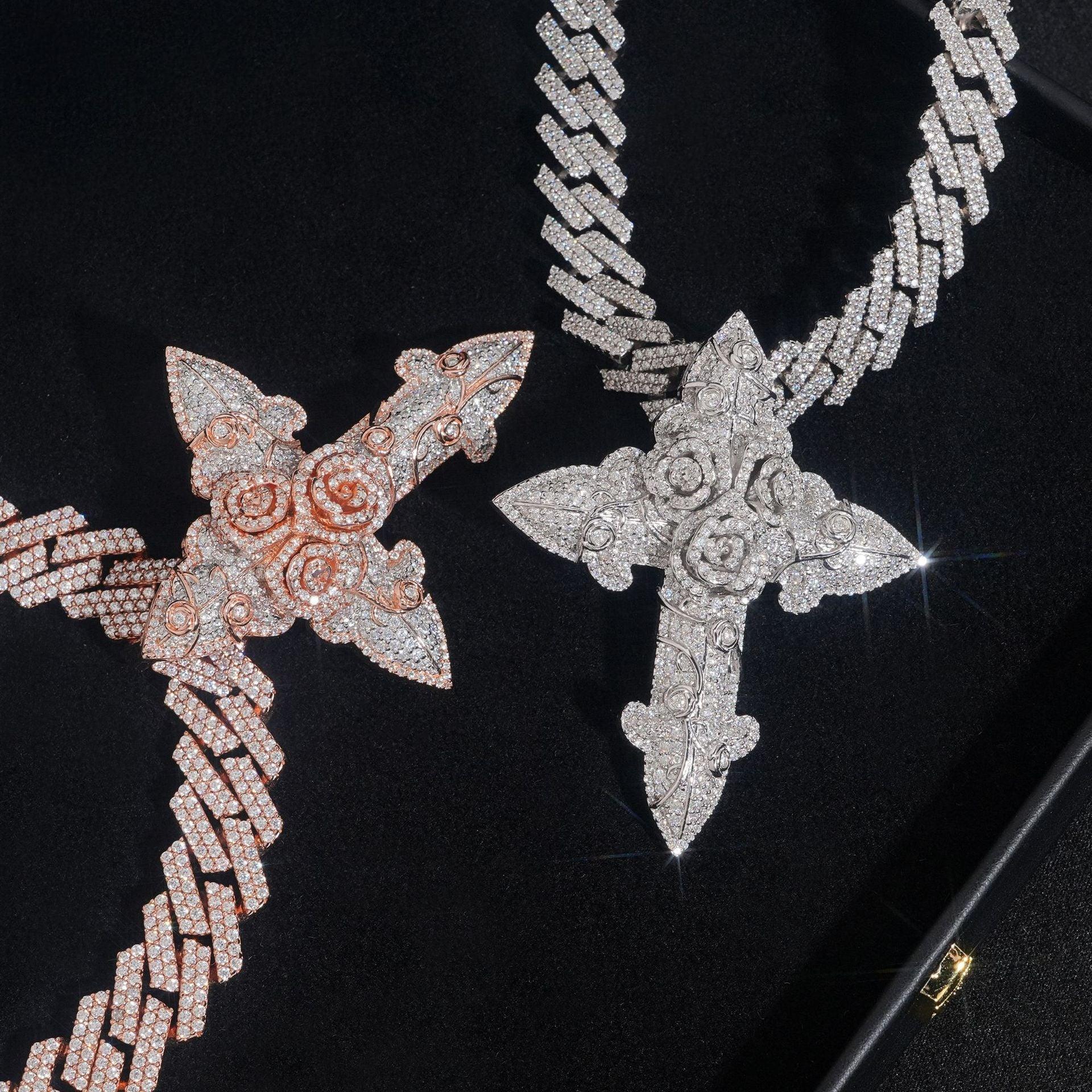 Full Moissanite D Color Cross Pendant – Dazzling Moissanite Stones, High-Quality Cross Jewelry - CaratixJewelry