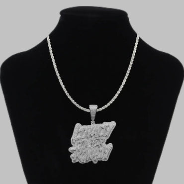 Loyalty Over Royalty Iced Out Letter Pendant Necklace – Custom Hip Hop Jewelry for Men - CaratixJewelry