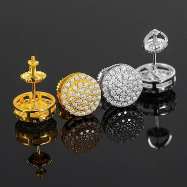 Genuine VVS Solid Sterling Silver Ice Cluster Hip Hop Earrings - CaratixJewelry