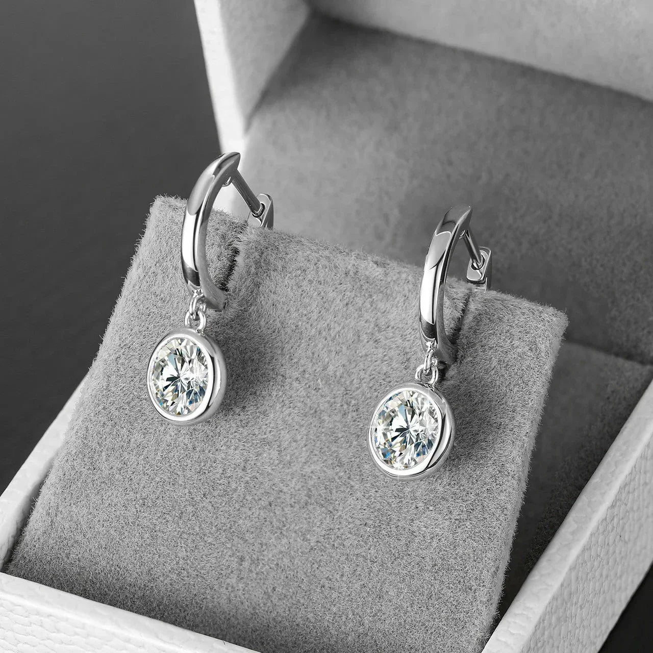VVS Trendsetter Huggie Drop Earrings – 925 Solid Silver - CaratixJewelry