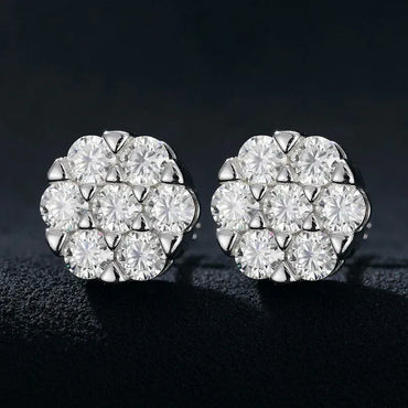 Genuine VVS Lab Burst Hip Hop 14k Gold Over Silver Earrings - CaratixJewelry