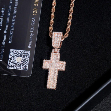 Gold-Plated Iced-Out Moissanite Cross Pendant – Full Pave Sterling Silver Hip Hop Streetwear Jewelry - CaratixJewelry