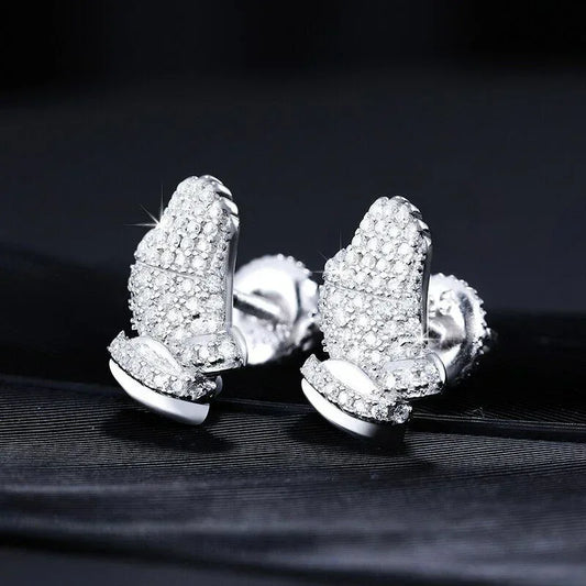 Hands of Prayer Genuine VVS Solid 925 Silver Bling Earrings - CaratixJewelry