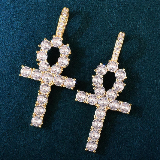 Hip Hop Ankh Cross Pendant Necklace | Moissanite Iced Out Design - CaratixJewelry