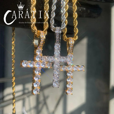 Hip Hop Cross Pendant Necklace for Men | Claw-Set Cubic Zirconia - CaratixJewelry