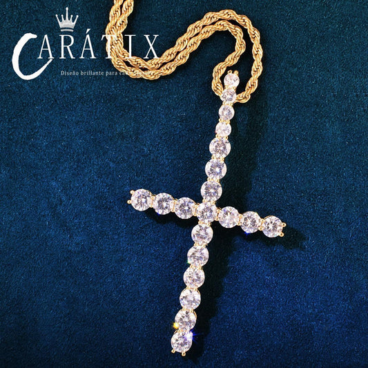 Hip Hop Cross Pendant Necklace | Micro Paved CZ Copper Jewelry - CaratixJewelry