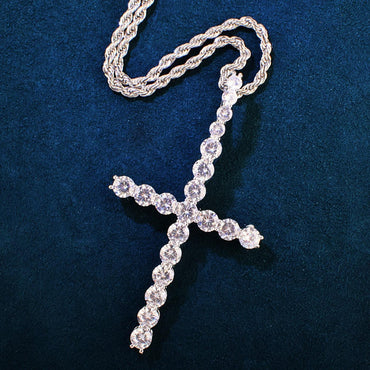 Hip Hop Cross Pendant Necklace | Micro Paved CZ Copper Jewelry - CaratixJewelry