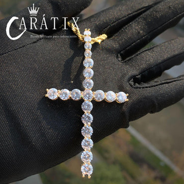 Hip Hop Cross Pendant Necklace | Micro Paved CZ Copper Jewelry - CaratixJewelry