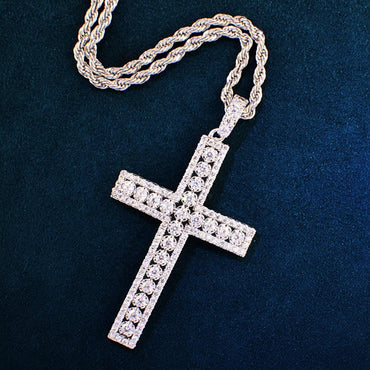 Hip Hop Cross Pendant Necklace | Iced Out CZ Copper Jewelry - CaratixJewelry
