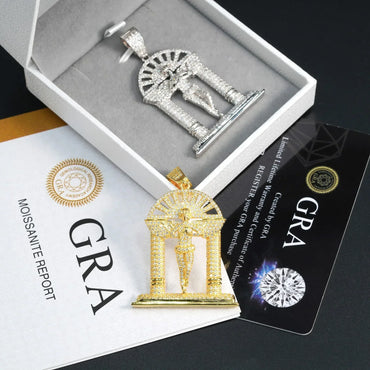 Hip-Hop Fully Iced Moissanite Pendant Necklace – Trendy Street-Style Jewelry, Sparkling S925 Silver Design - CaratixJewelry