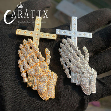 Hip Hop Iced Out Hand Holding Cross Pendant | Unique Trendy Jewelry - CaratixJewelry